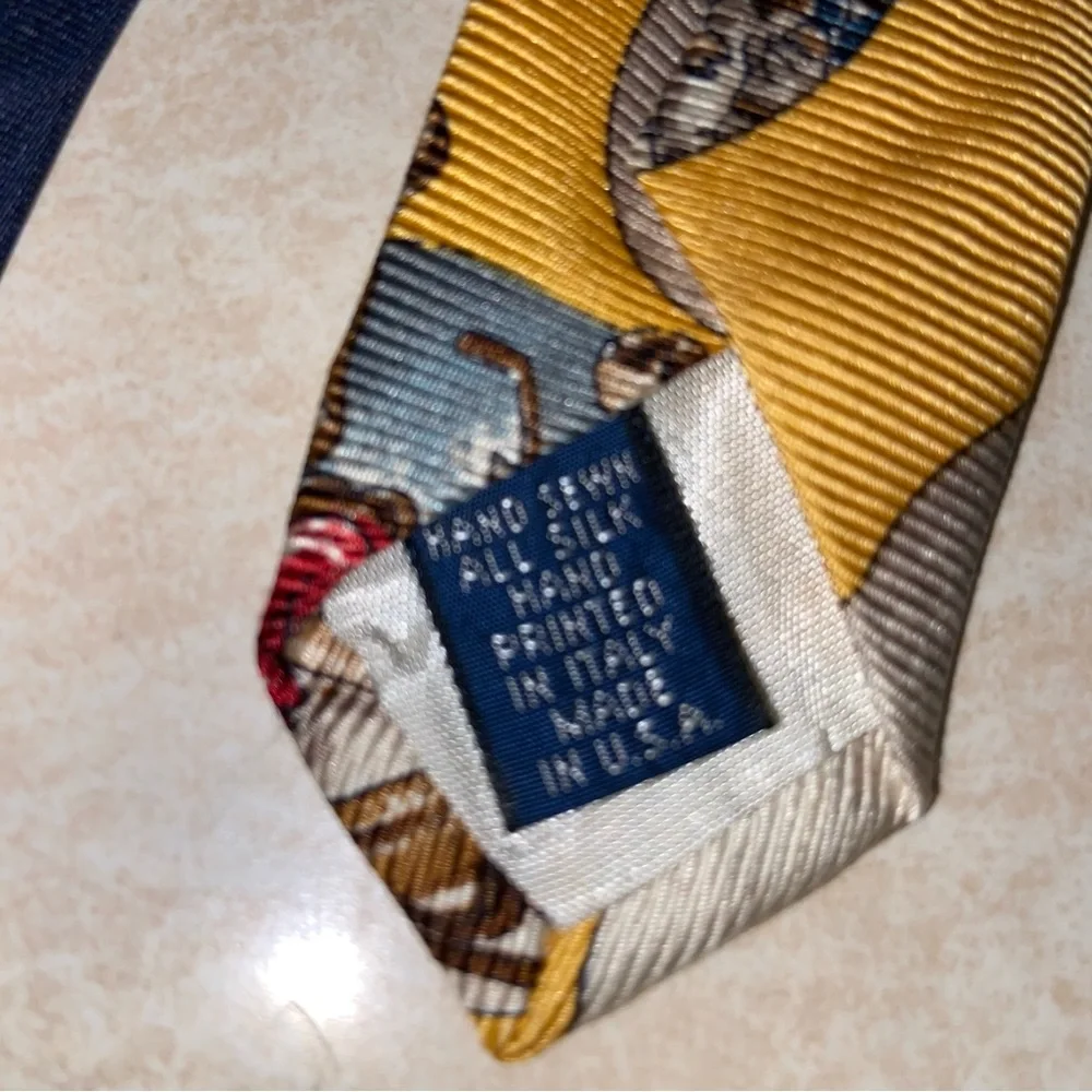 Vintage Prestige Jos. A. Bank Lot of 2 100% Silk Neck Ties USA Made Golf Golfing
